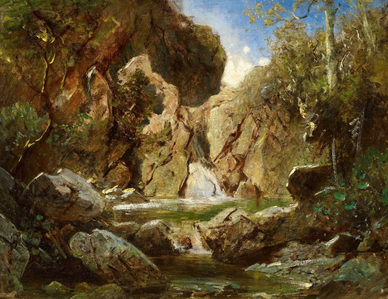 Klippebassin med hvidt vand af Carl Spitzweg