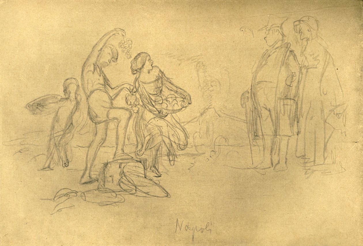Fremde i Italien, midten af slutningen af 1800-tallet, c1924. af Carl Spitzweg