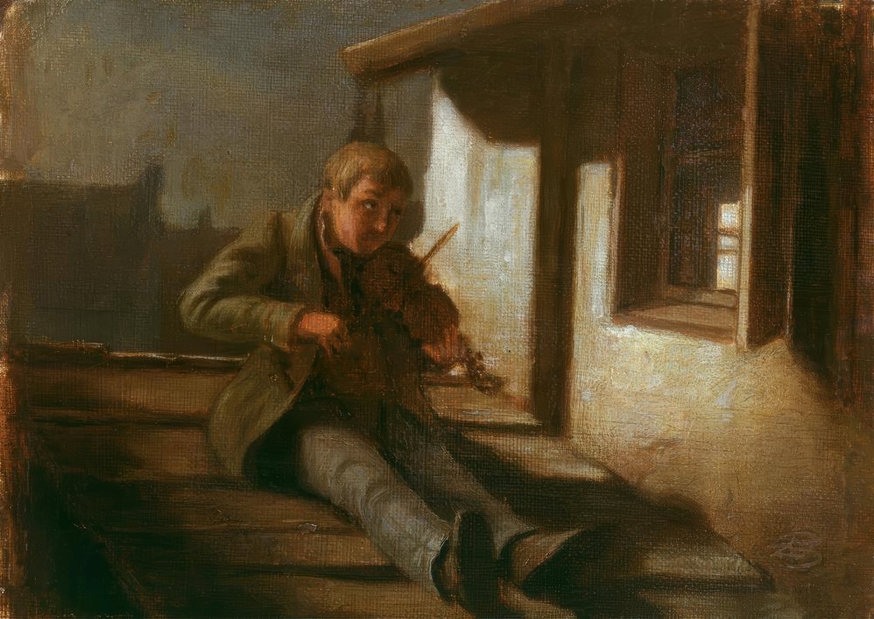 Violinist på taget af Carl Spitzweg