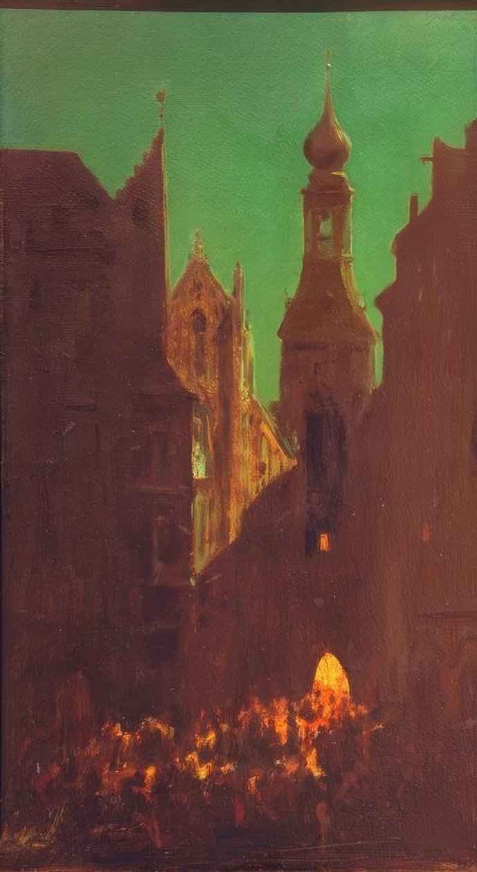 Marienplatz i München af Carl Spitzweg