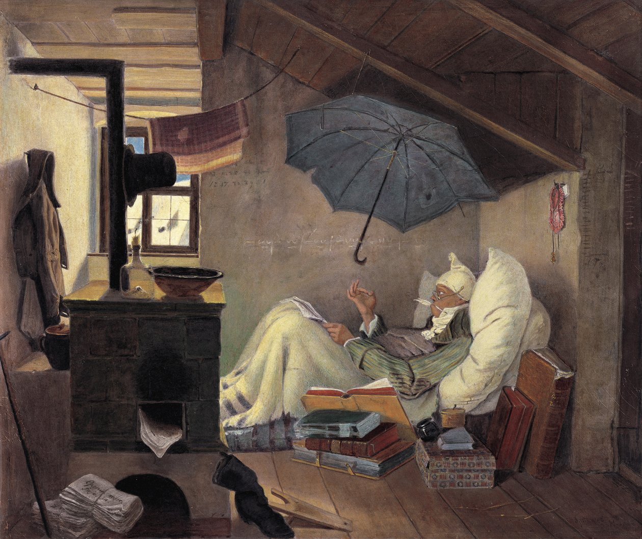 Den fattige digter, 1839 af Carl Spitzweg
