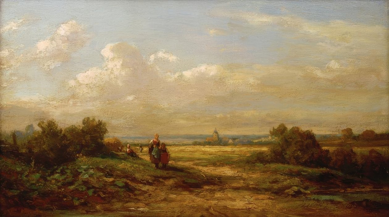 Bredt landskab med vandrere af Carl Spitzweg