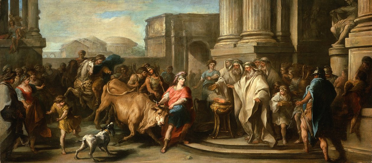 Theseus Taming the Bull of Marathon, ca. 1730 af Carle van Loo