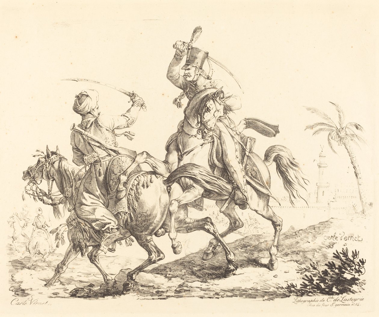 Hussard, der slår en Mameluck af Carle Vernet