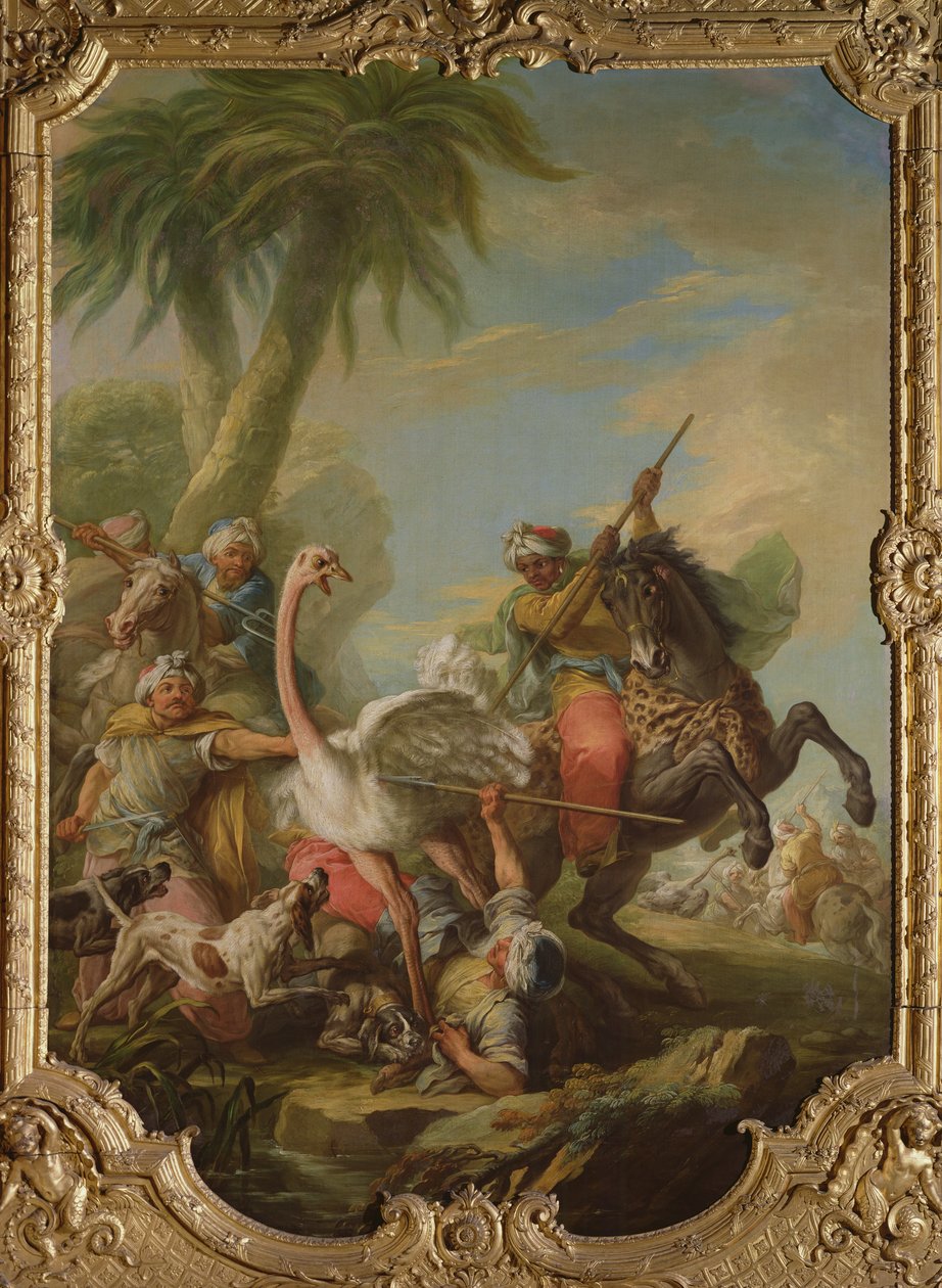Strudsejagten (olie på lærred) af Carle van Loo
