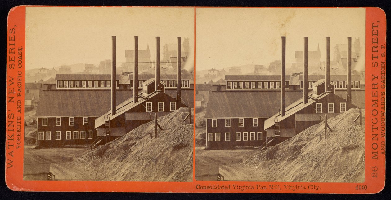 Konsolideret Virginia Pan Mill, Virginia City af Carleton E. Watkins