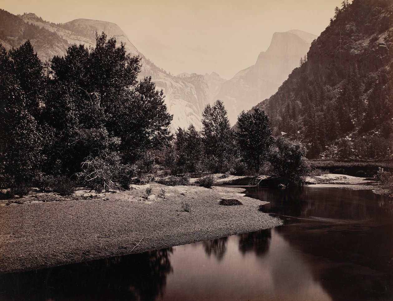 Fjernvisning af kuplerne, Yosemite Valley, Californien af Carleton E. Watkins