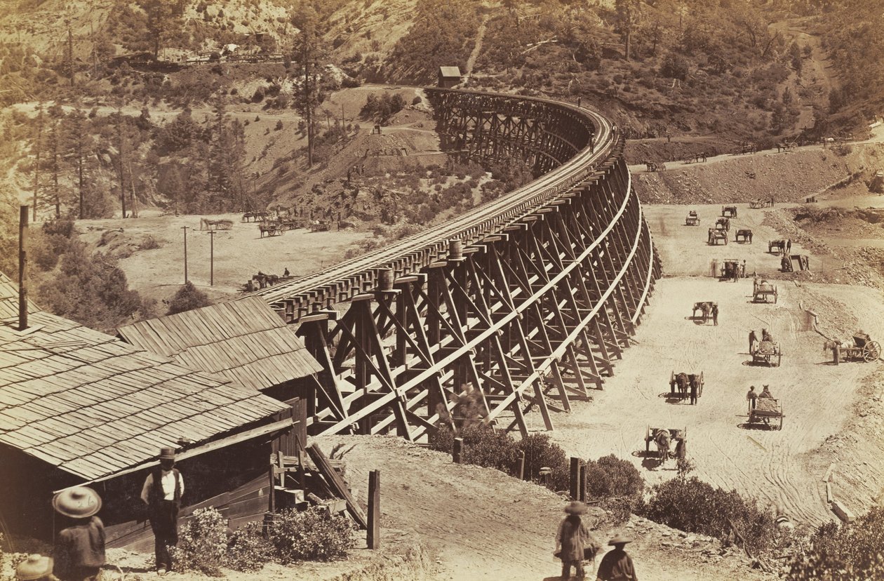 Trestle på Central Pacific Railroad af Carleton E. Watkins