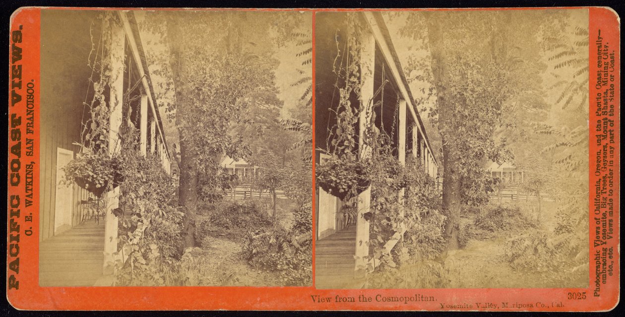 Udsigt fra Cosmopolitan. Yosemite Valley, Mariposa County. Ca. af Carleton E. Watkins