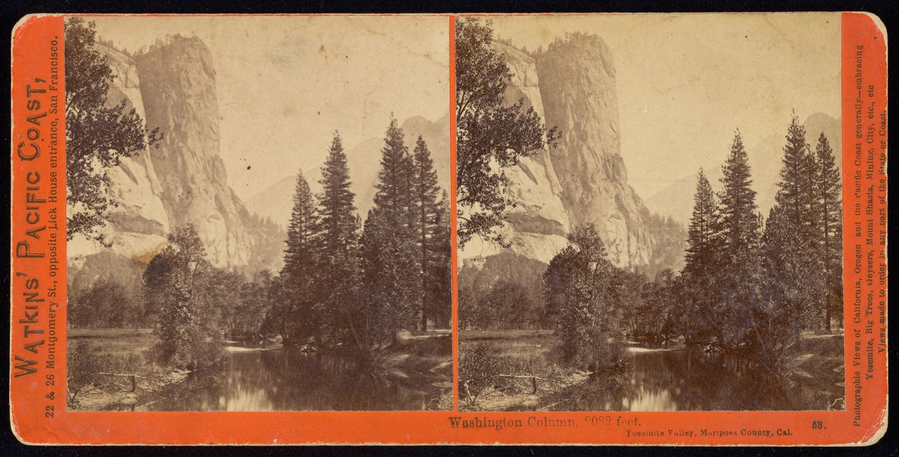 Washington Column, 2082 fod, Yosemite Valley, Mariposa County, Ca. af Carleton E. Watkins