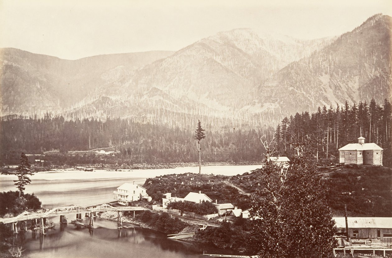 Cascades, Oregon, 1867, trykt ca. 1876. af Carleton Emmons Watkins
