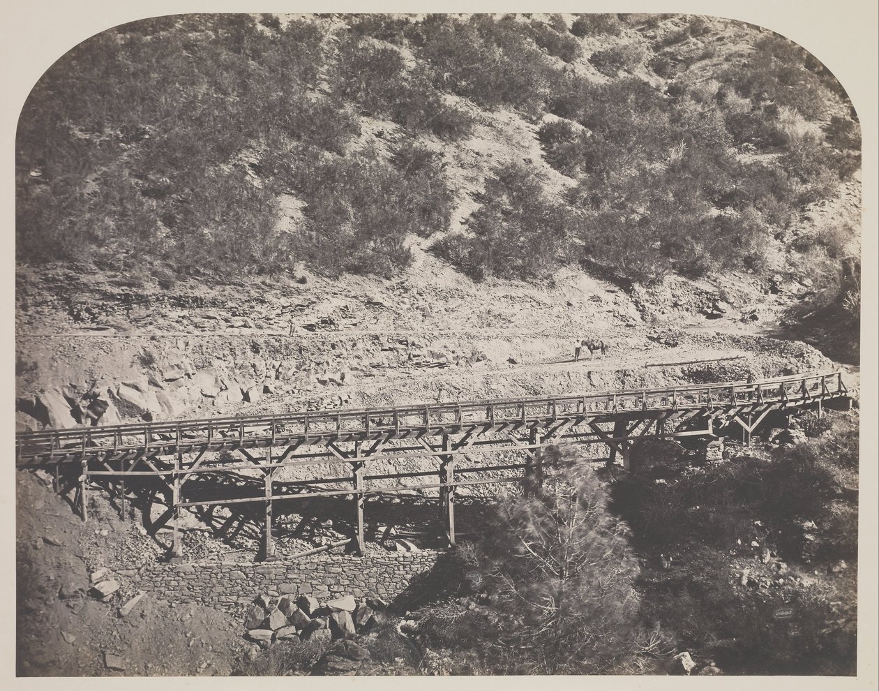 Railroad Bridge, Cape Horn, Mariposa County af Carleton Watkins