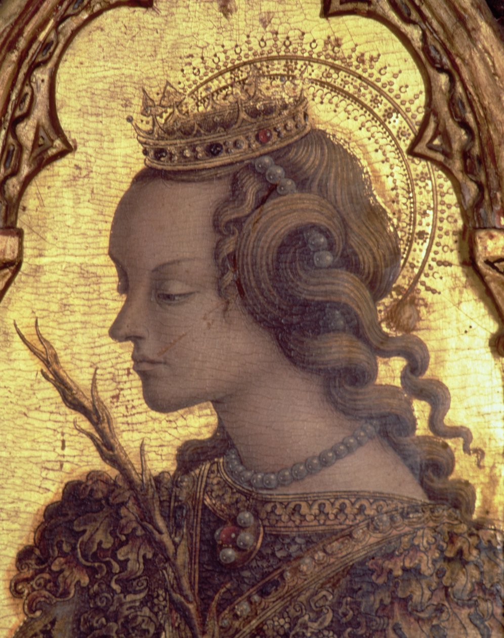 St. Catherine of Alexandria, detalje fra San Martino polyptykonen (tempera på panel) (se 76669) af Carlo Crivelli