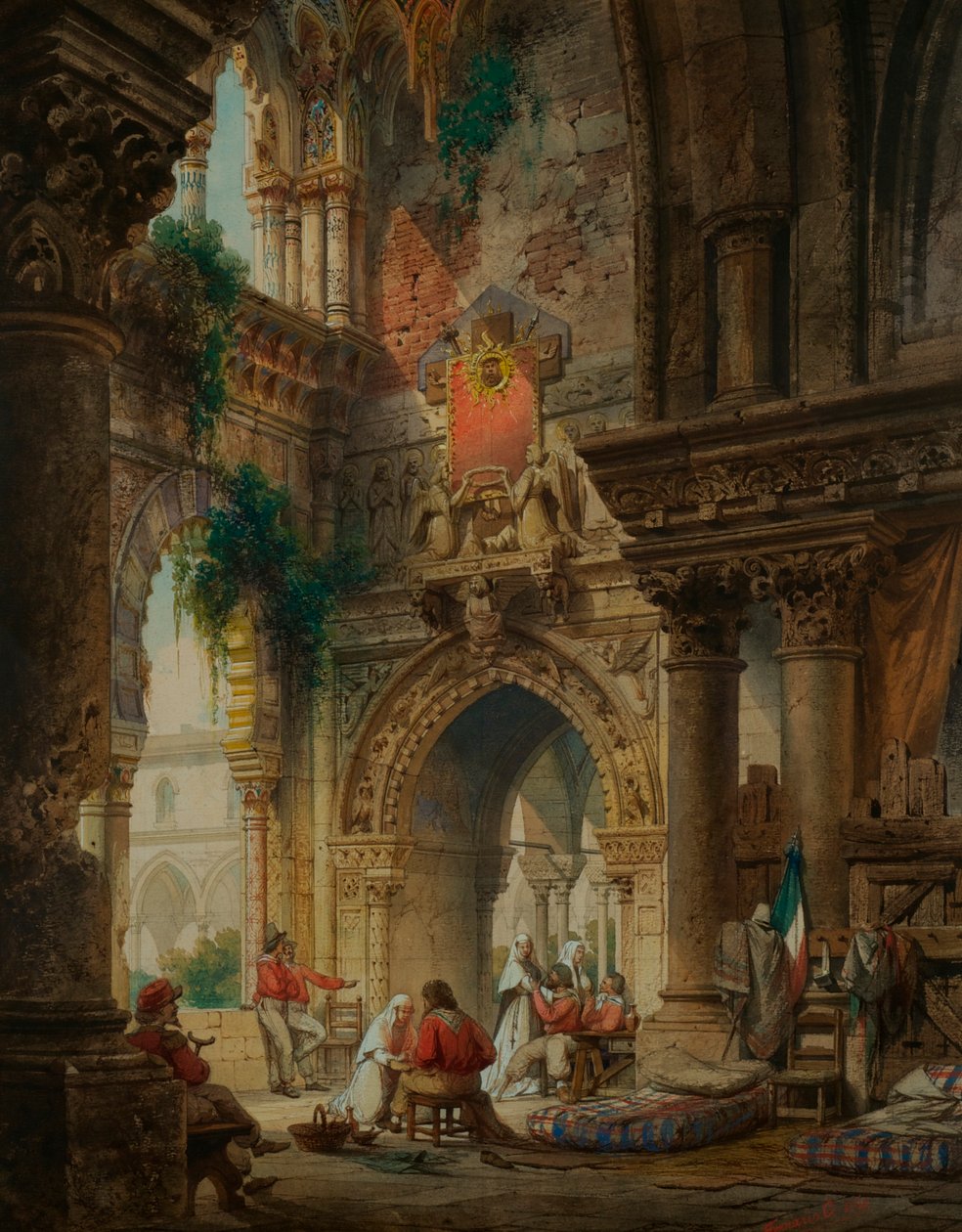 Klosteret i Palermo, ca. 1850 af Carlo Ferrario