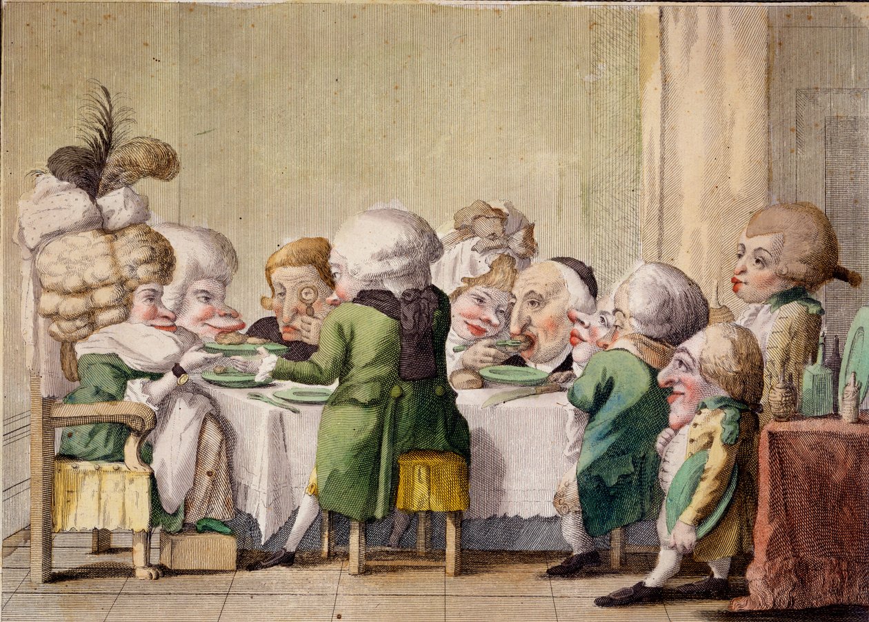 The Meal, ca. 1790 (håndkoloreret gravering) af Carlo Lasinio