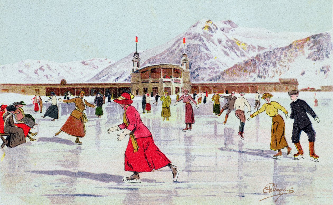 Skøjtebanen i Davos, Schweiz af Carlo Pellegrini