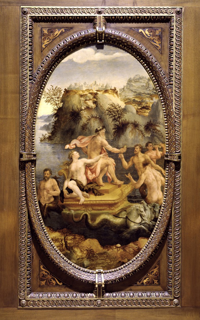 Neptun og Amfitrit, 1572 (olie på skifer) af Carlo Portelli