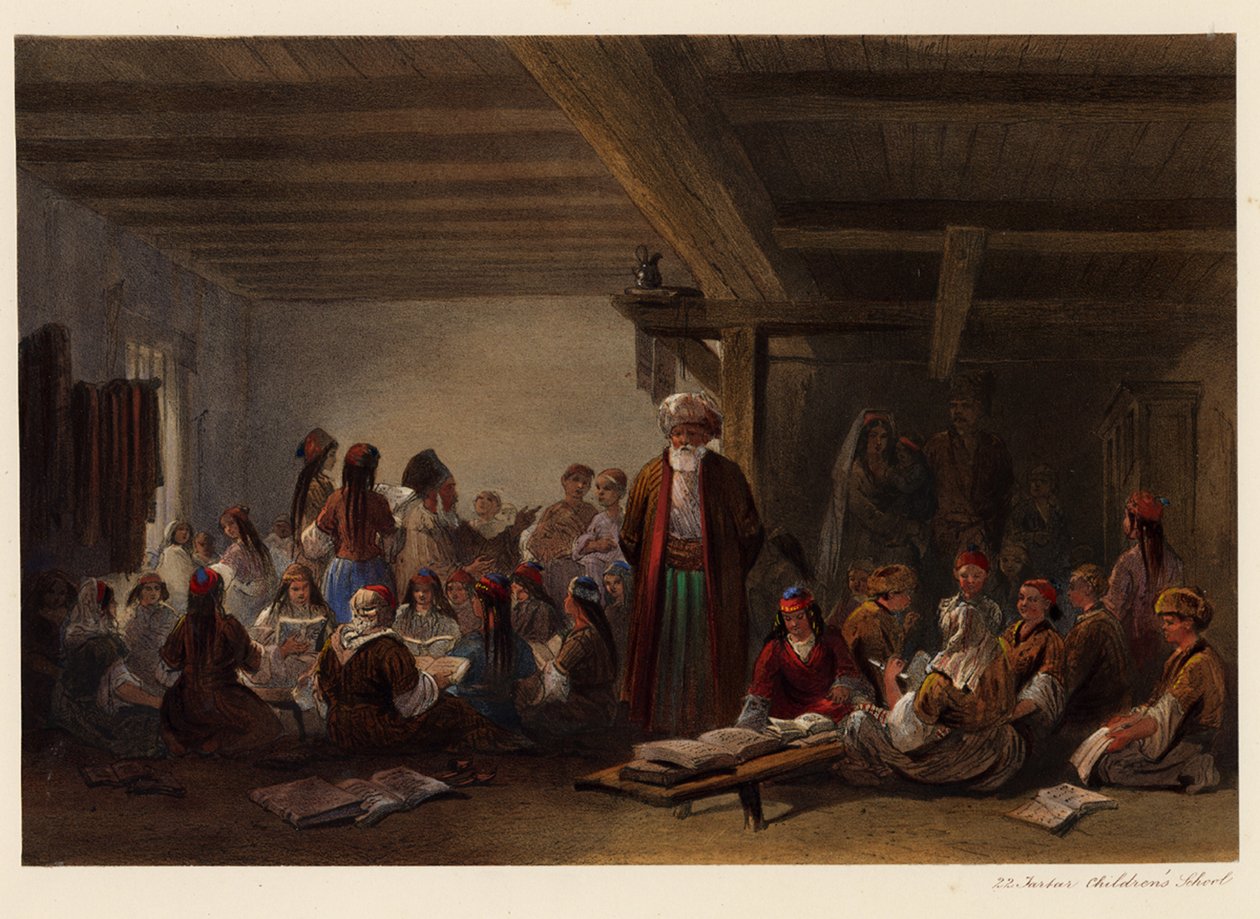 Krim-tatarernes børneskole, 1856 af Carlo Bossoli