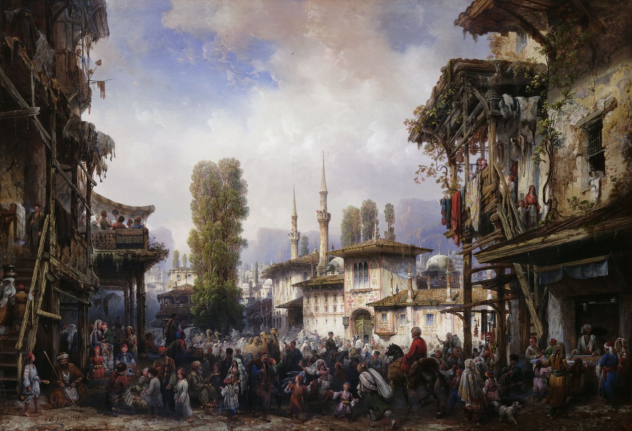 Tartarernes Plads, Bahceka, 1854 af Carlo Bossoli