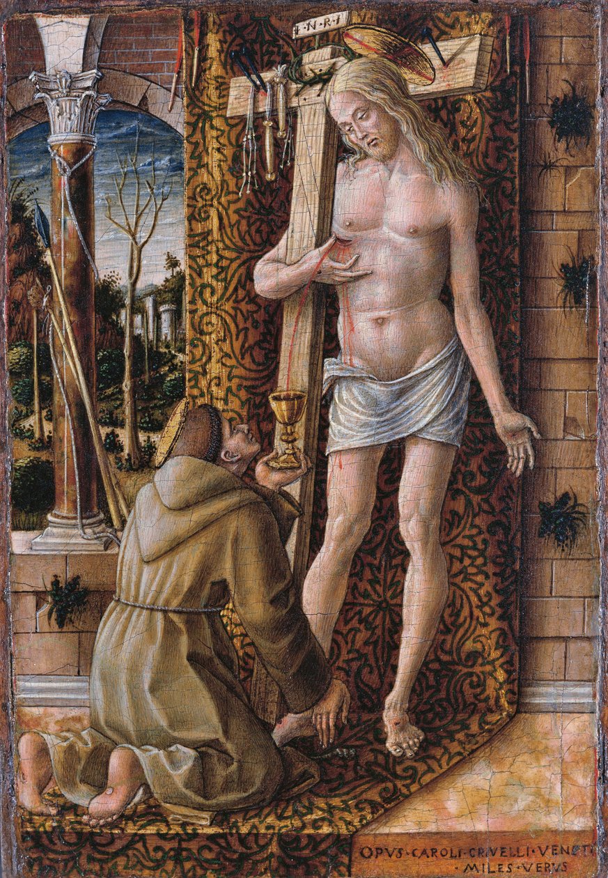 Sankt Frans indsamler Kristi blod af Carlo Crivelli
