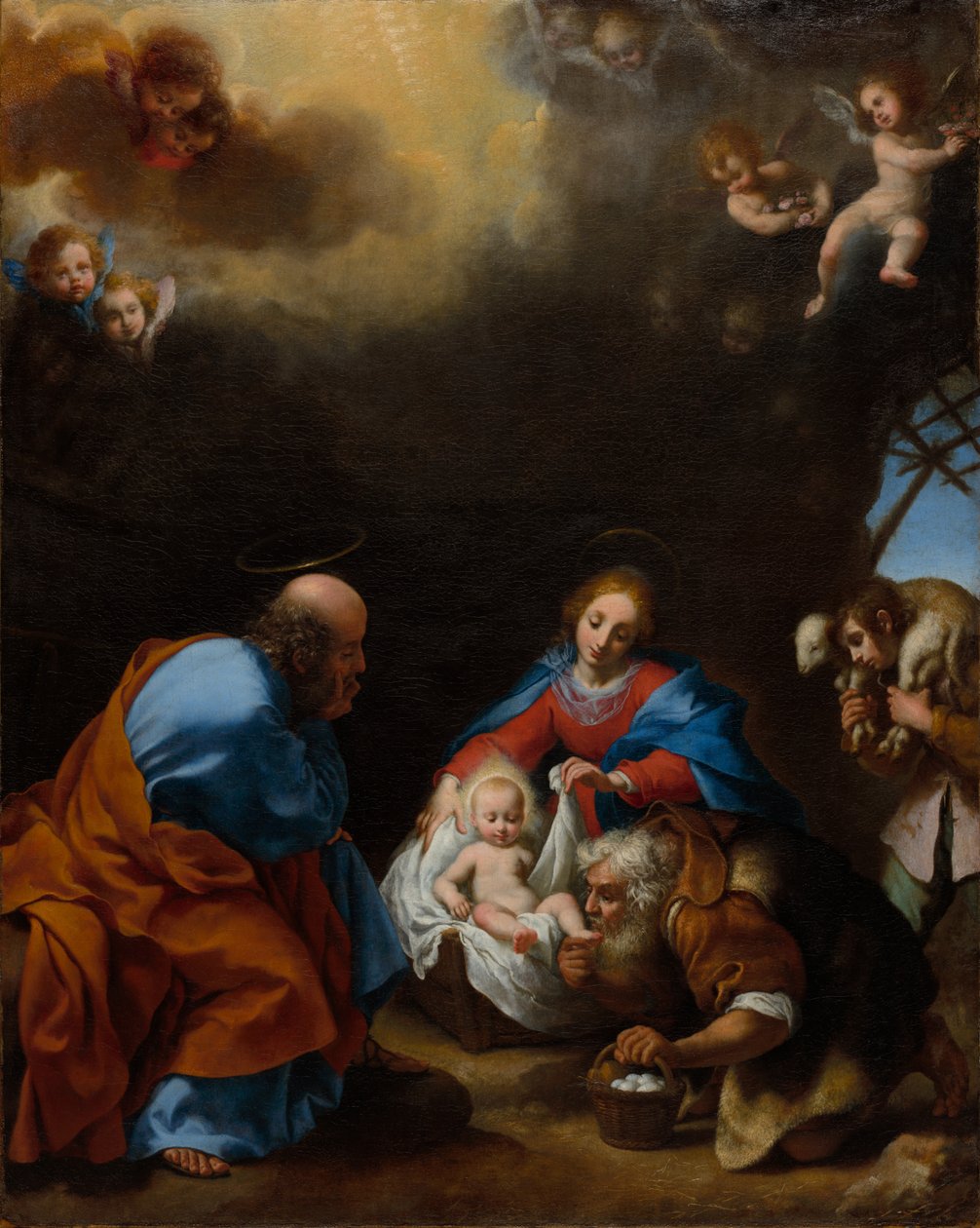 Tilbedelse af hyrderne, ca. 1670. af Carlo Dolci