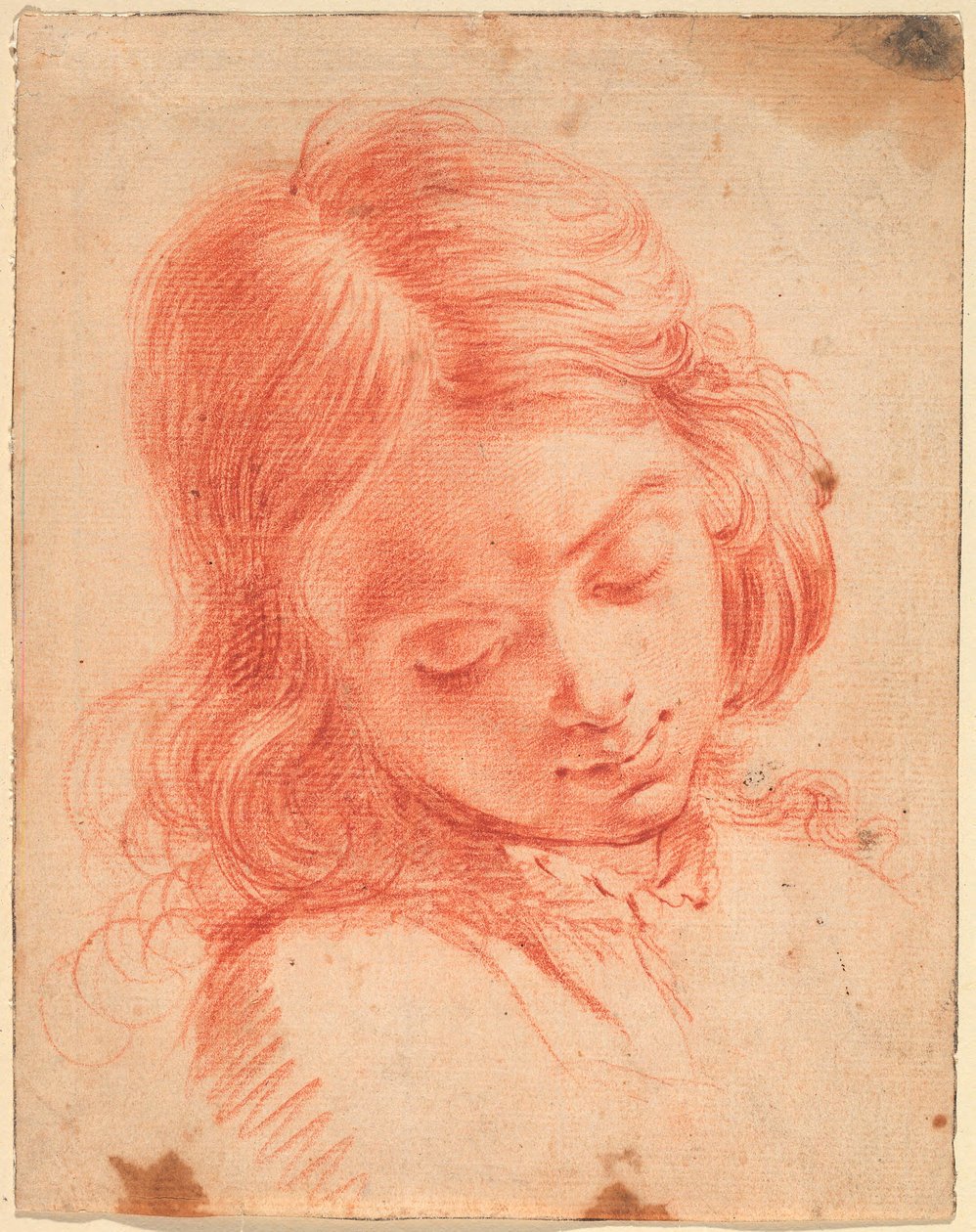 Buste af en dreng, der kigger ned af Carlo Dolci