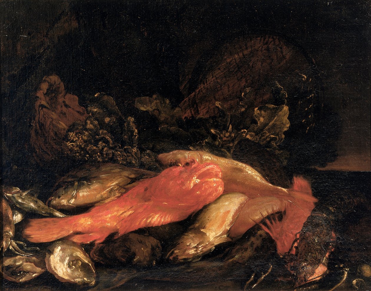 Fisk og østers af Carlo Dolci