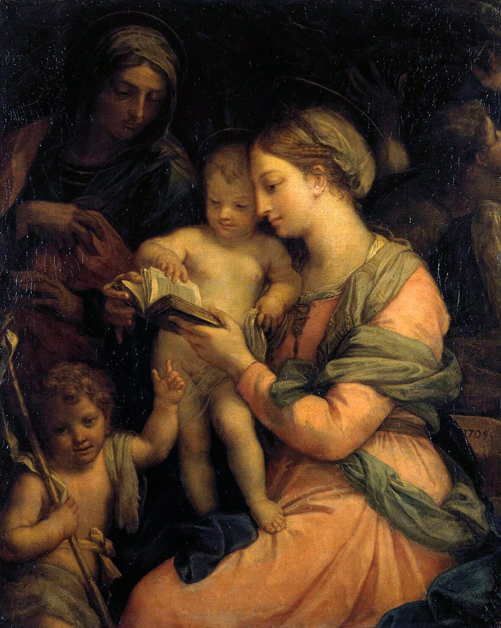Madonna lærer spædbarnet Kristus at læse