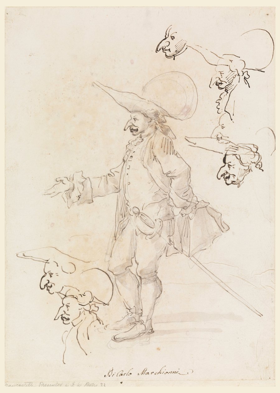 Tegning, karikaturer, ca. 1725-75 af Carlo Marchionni