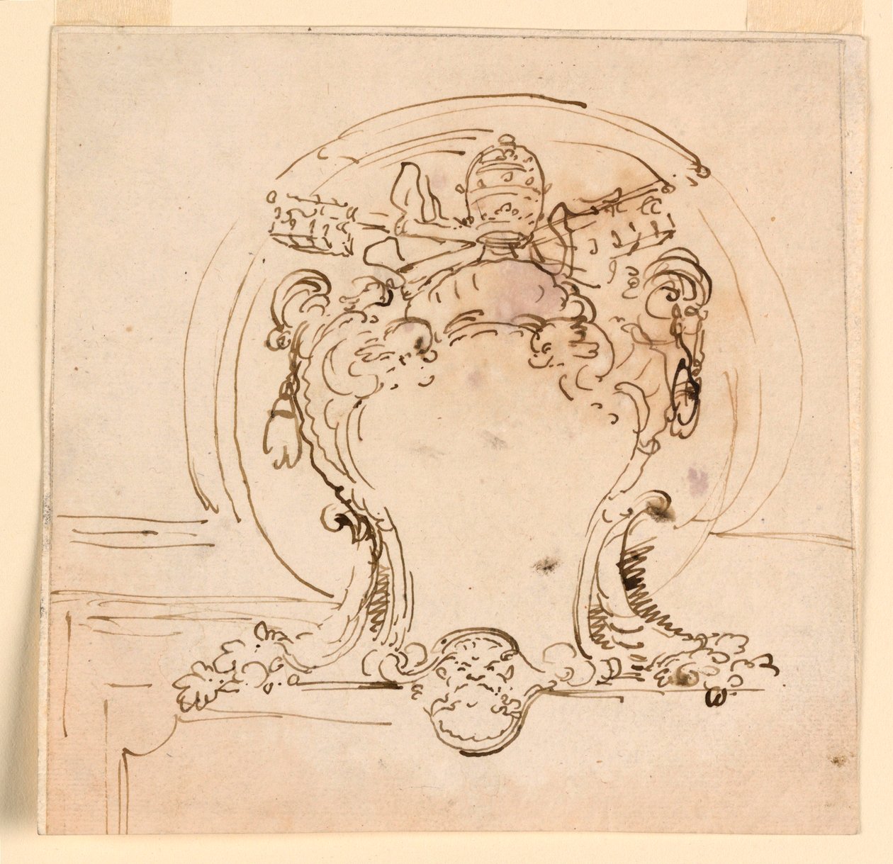 Tegning, paveligt våbenskjold, 1740-58 af Carlo Marchionni