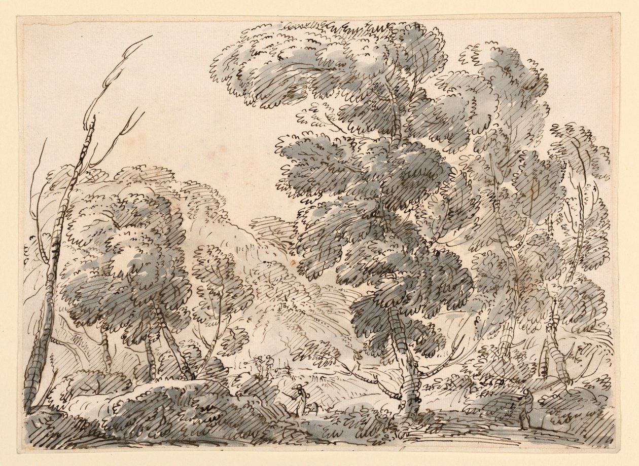 Tegning, Vej i et bjergrigt land, 1770-1786 af Carlo Marchionni