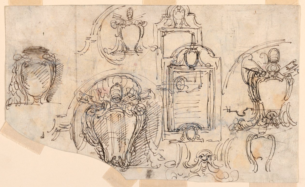 Tegning, skitser, 1740-58 af Carlo Marchionni