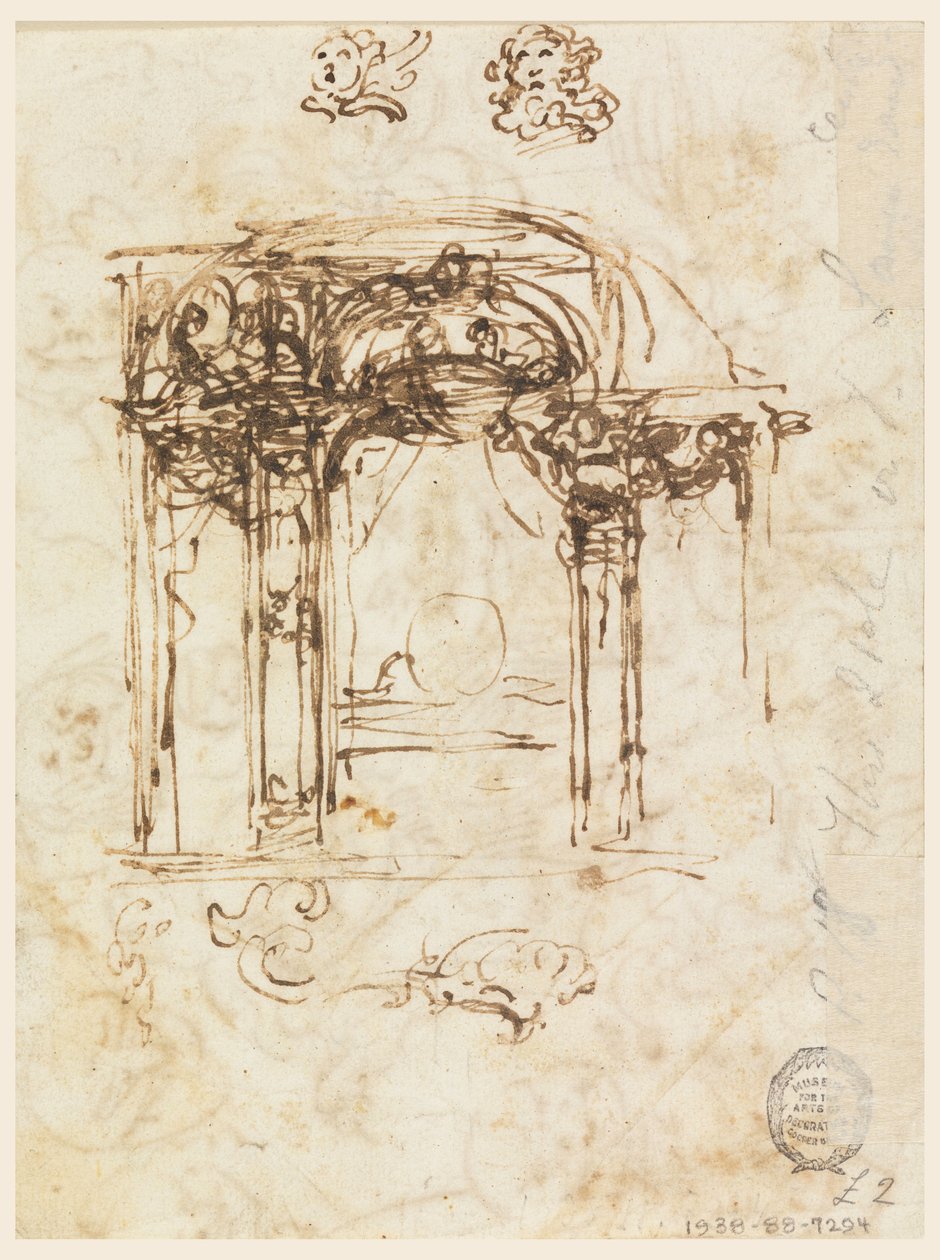 Tegning, studier af hoveder, 1760-80 af Carlo Marchionni
