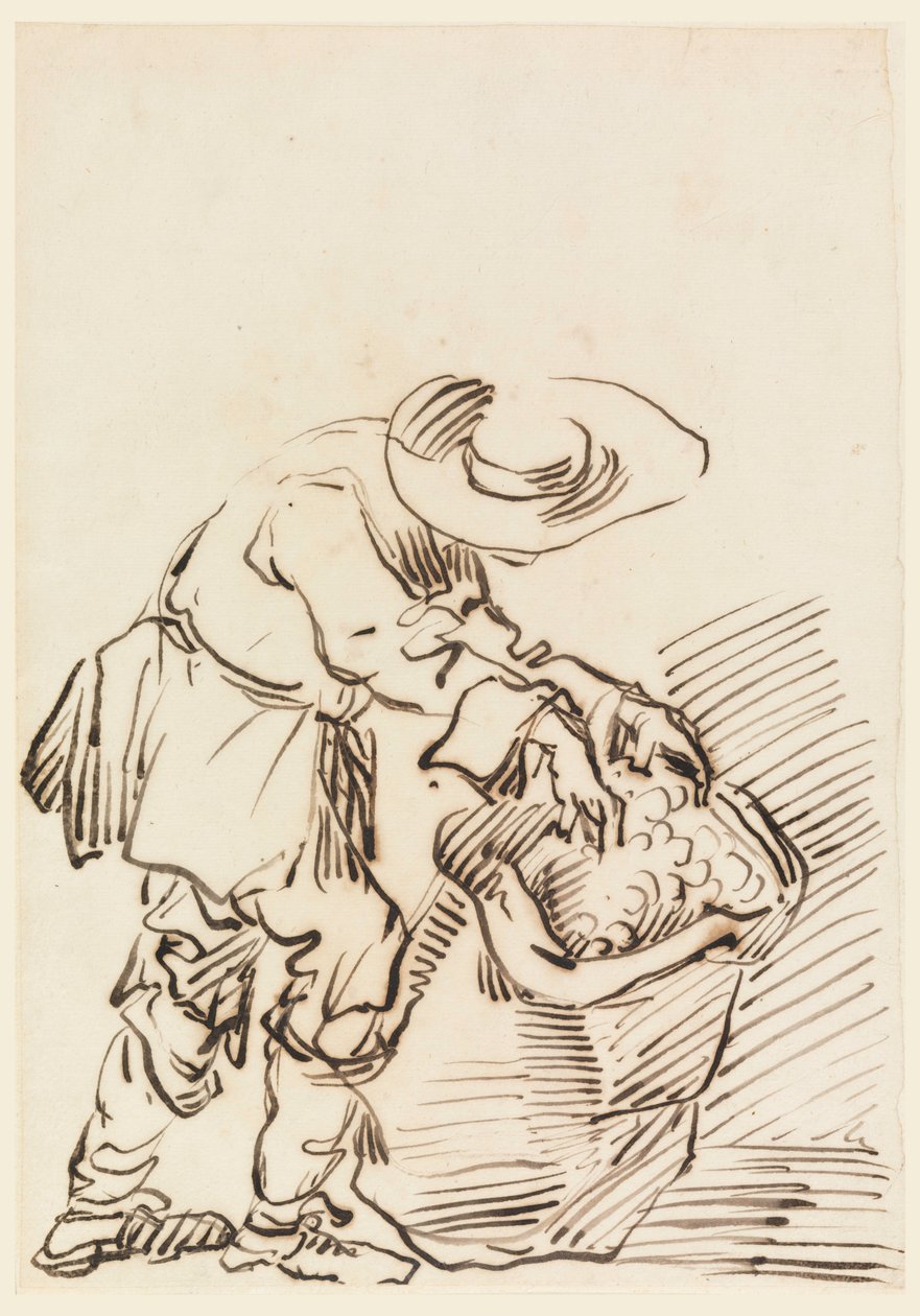 Tegning, arbejdende bonde, 1728-78 af Carlo Marchionni