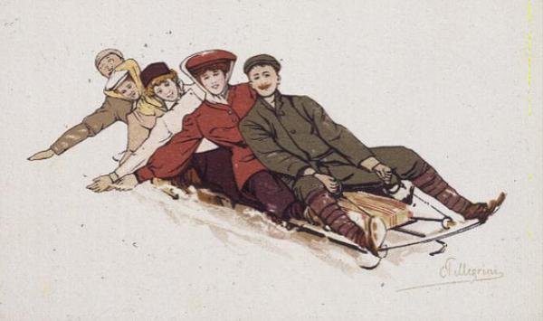 Afrunding af en omgang (farve litho) af Carlo Pellegrini