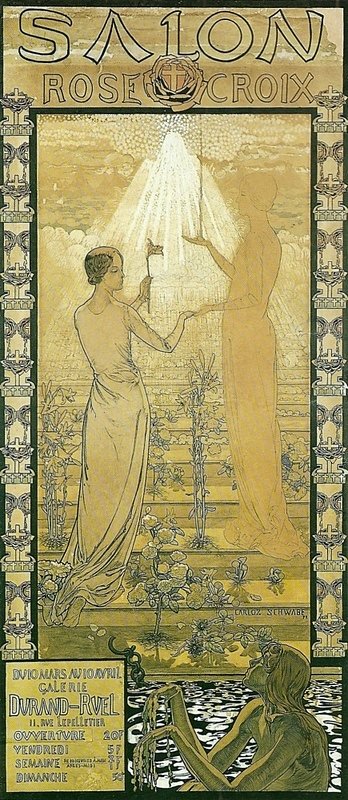 Plakat af den første Rosicrucian Exposition af Carlos Schwabe