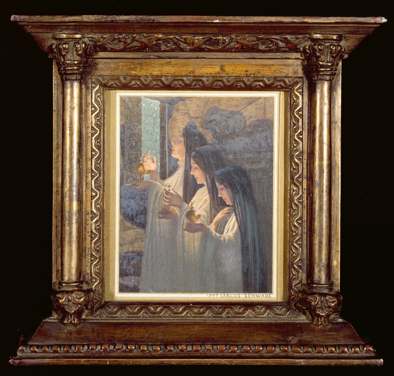 Tre vise jomfruer, 1907 af Carlos Schwabe