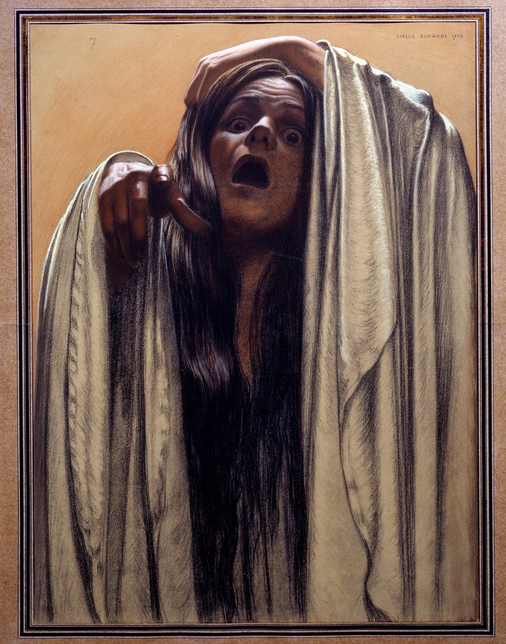 Studie til "The Wave", 1907 af Carlos Schwabe