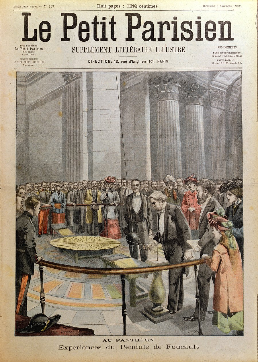 Eksperimenter med Foucaults pendul ved Pantheon i Paris, fra 
