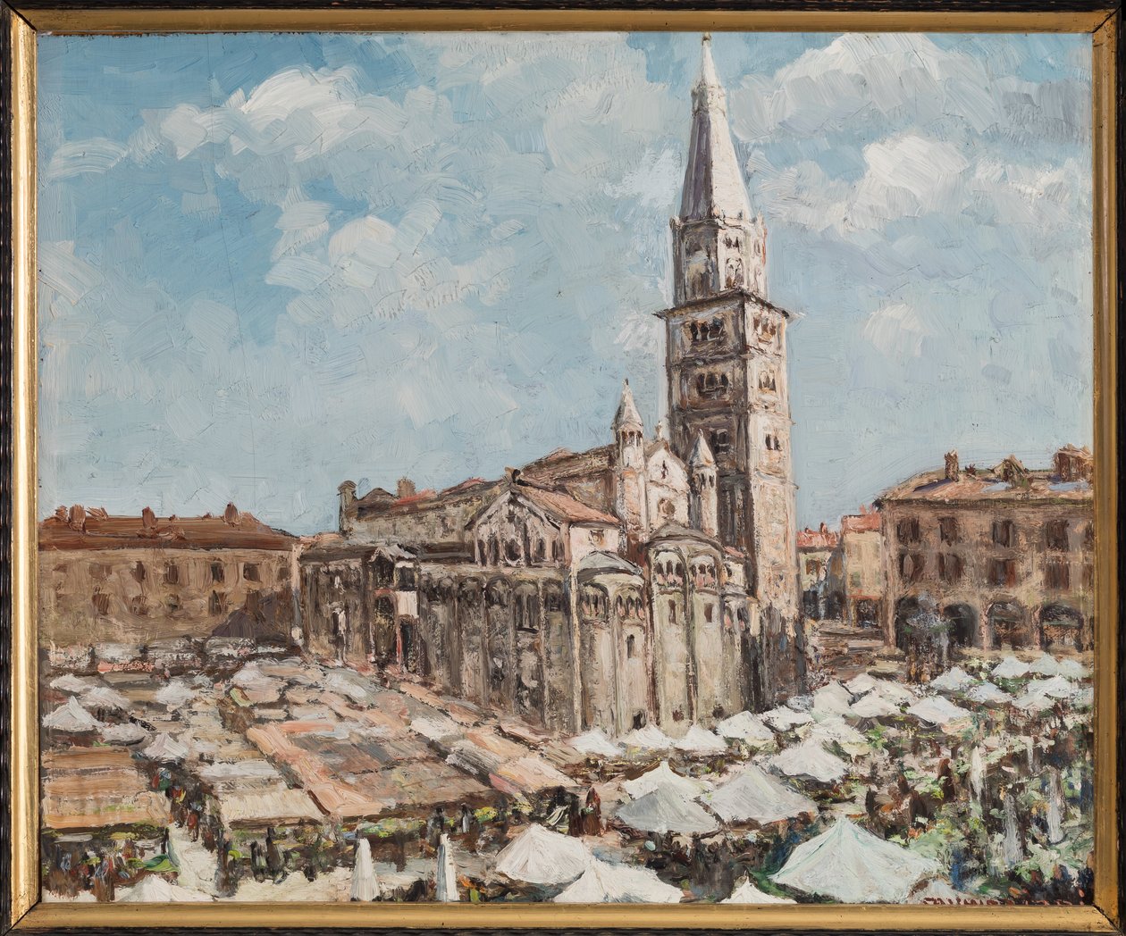 Piazza Grande i Modena (olie på panel) af Casimiro Jodi