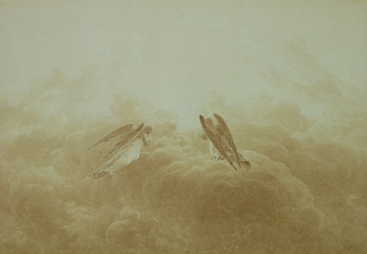 Engel i bøn, ca.1826-34 (sepia over blyant på papir) af Caspar David Friedrich