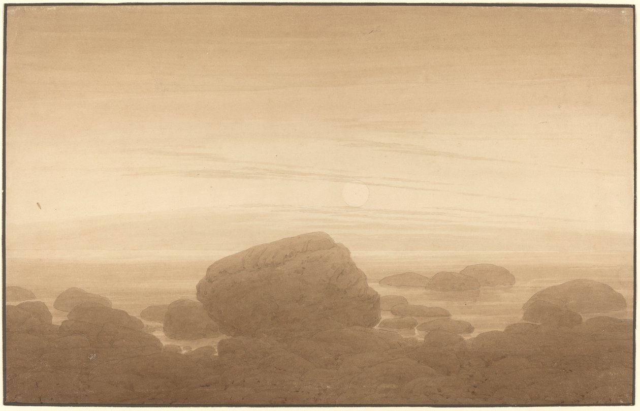 Moonrise på en tom strand af Caspar David Friedrich