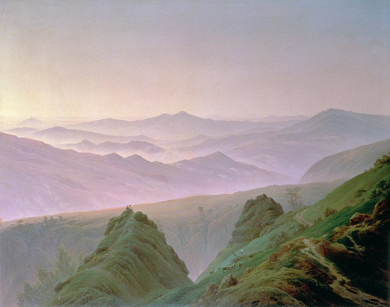 Morgen i bjergene af Caspar David Friedrich