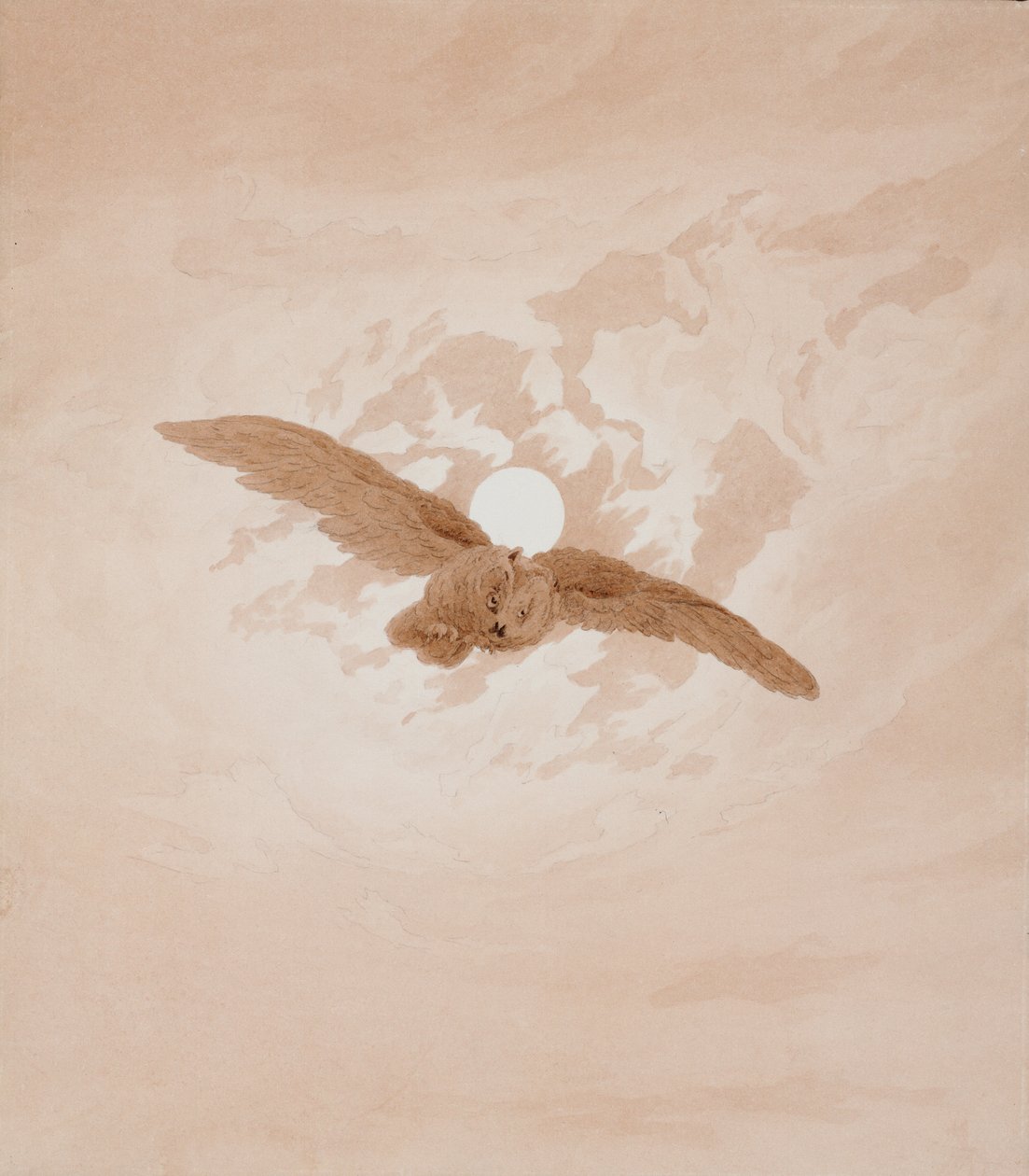 Ugle flyver mod en måneskin af Caspar David Friedrich