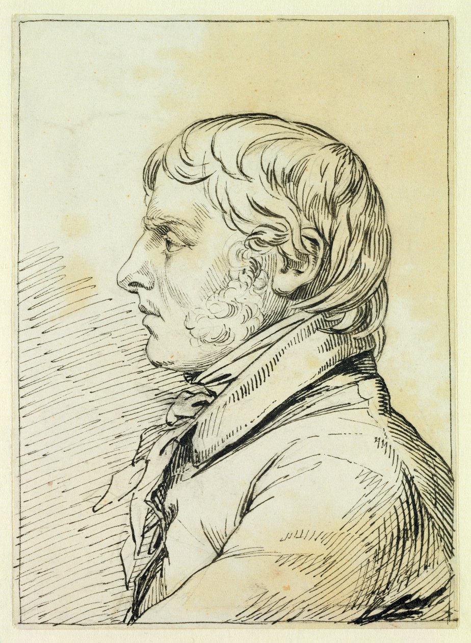 Selvportræt (pen og brunt blæk over spor af sort kridt på papir) af Caspar David Friedrich