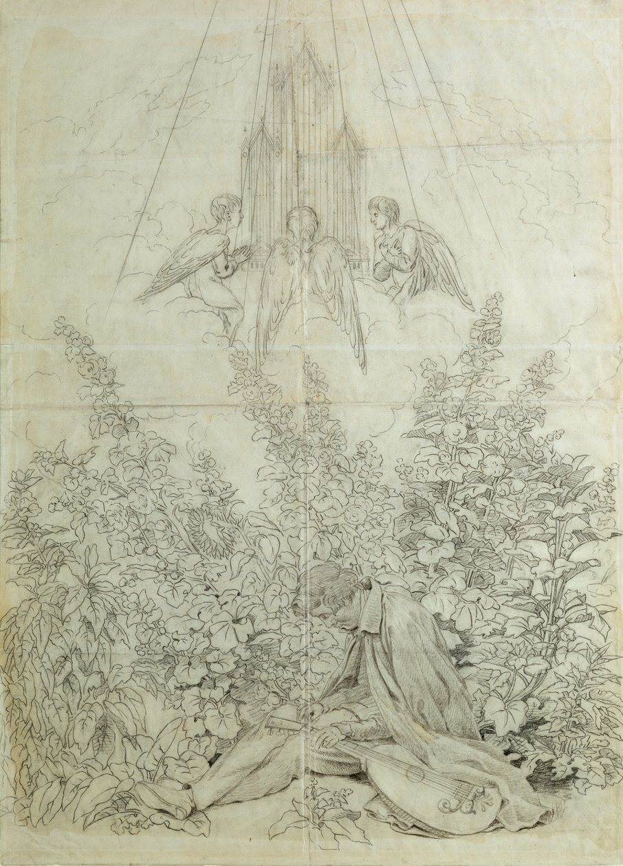 Musikerens drøm (kridt på papir) af Caspar David Friedrich