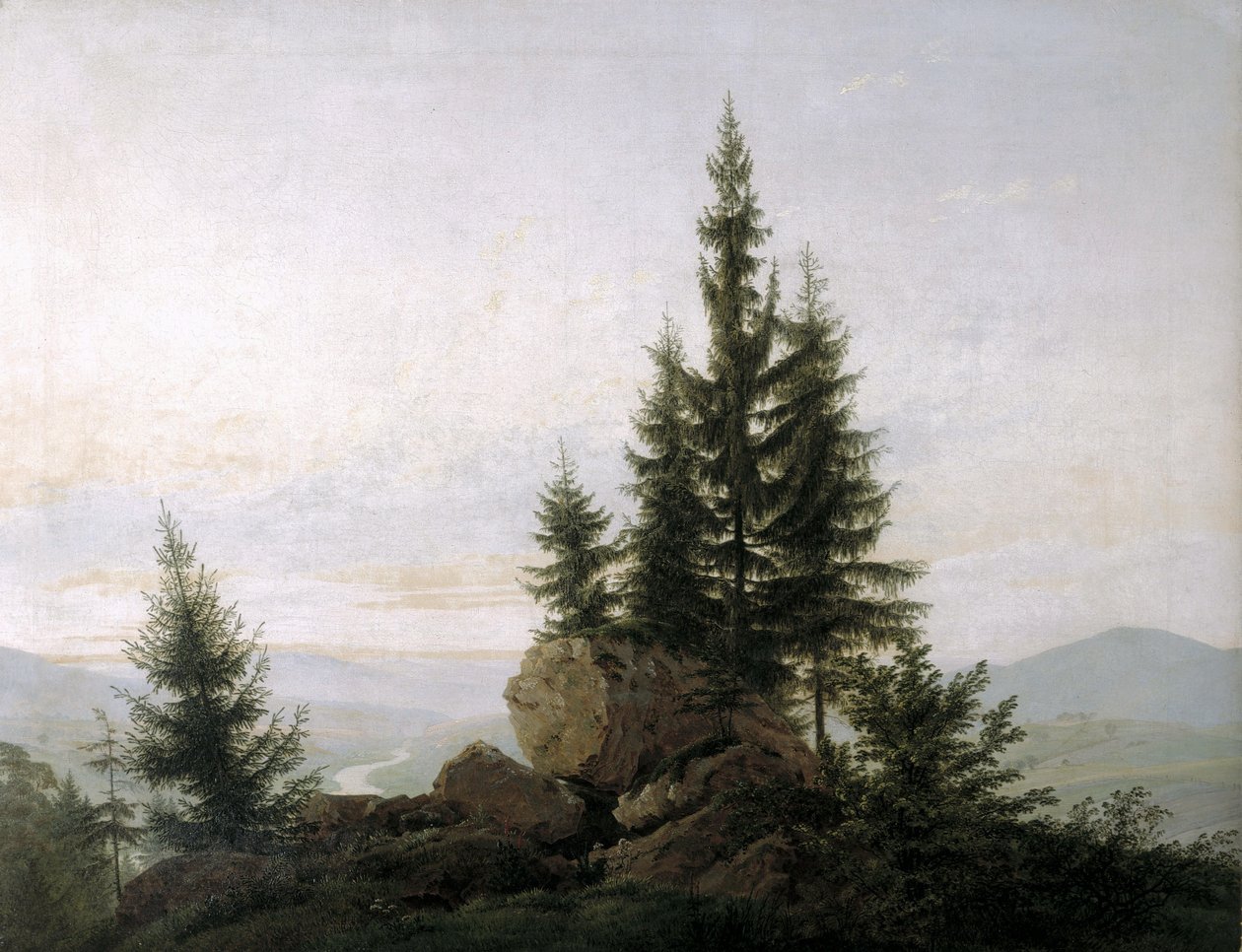 Udsigt over Elbe -dalen af Caspar David Friedrich