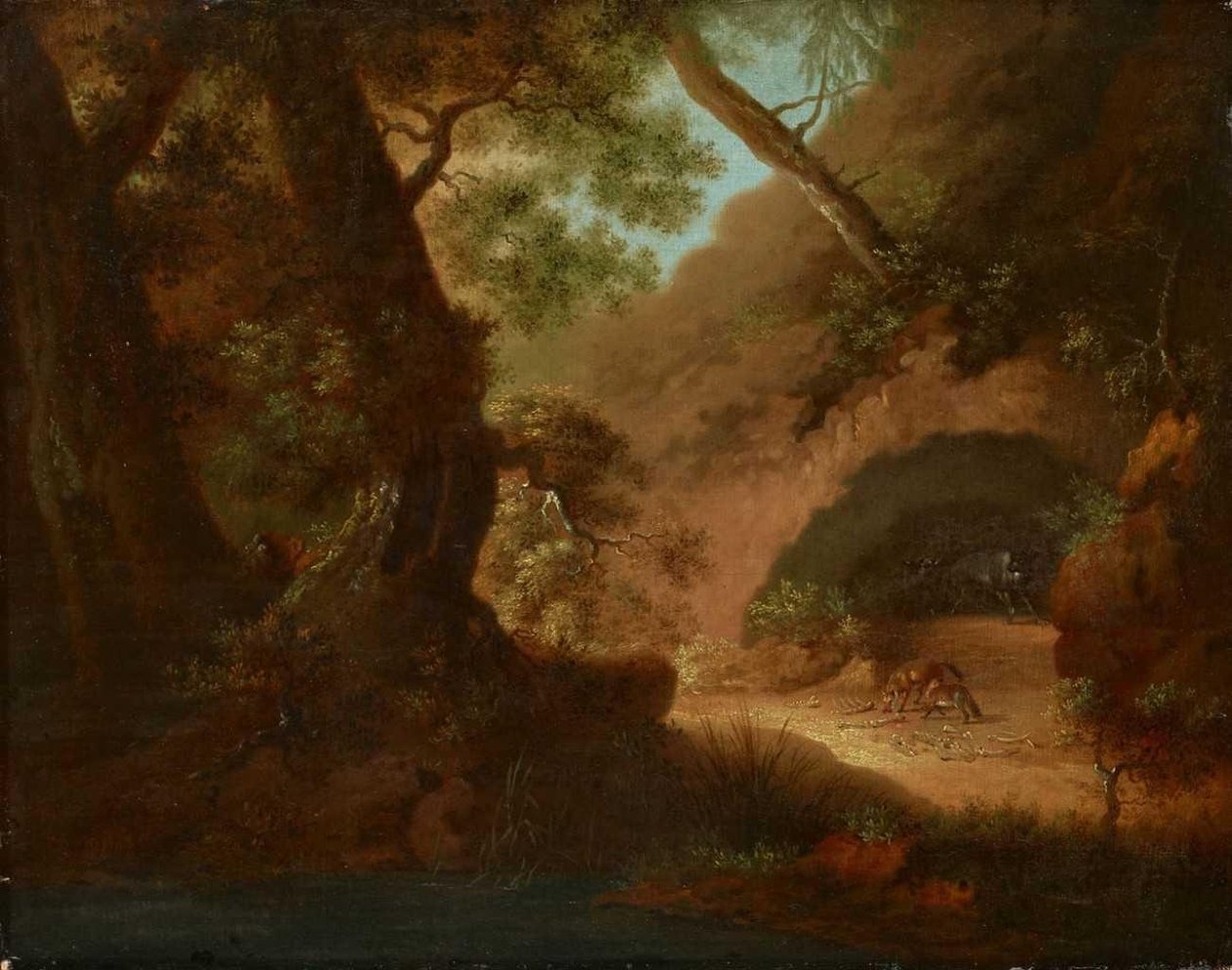 Ulve i skoven foran en hule af Caspar David Friedrich