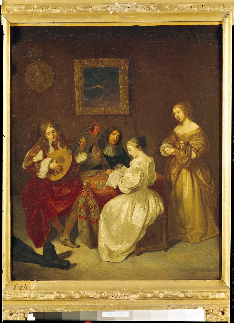 Indvendig scene af Caspar Netscher