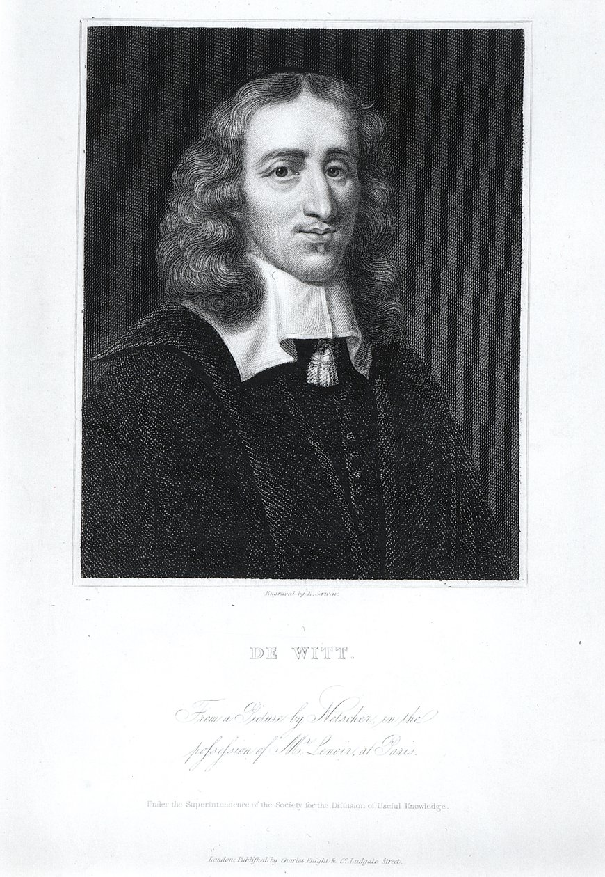 Portræt af Johan de Witt (1625-72), graveret af Edward Scriven (1775-1841) af Caspar Netscher